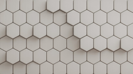 Minimal 3D Grid of Matte Hexagonal Tiles