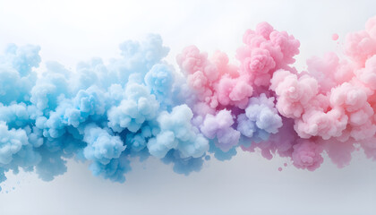 Dreamy Abstract Colorful Clouds Digital Artwork with Pastel Blue and Pink &ndash; Minimalist Ethereal Design