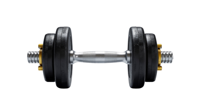 Adjustable Weight Dumbbell with Black Plates and Chrome Handle - Fitness Equipment