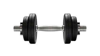 Naklejka premium Adjustable Weight Dumbbell with Black Plates and Silver Handle - Fitness Equipment