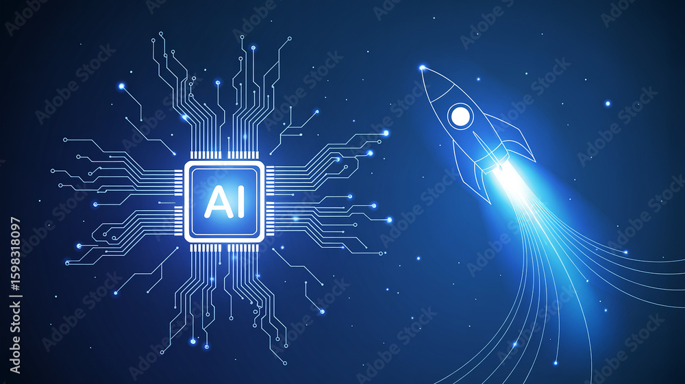 Poster ai launch: a conceptual image symbolizing the cutting-edge innovation of artificial intelligence, sh