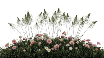 Elegant Floral Arrangement with Stipa Tenacissima and Pink and White Daisies