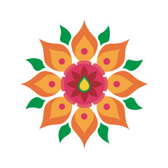 Diya Lotus Festival Rangoli Mandala Illustration