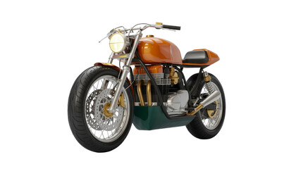 Classic Orange and Green Custom Motorcycle - Studio Shot