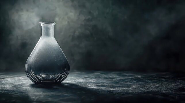 Elegant Glass Flask on Dark Background with Soft Light Effects