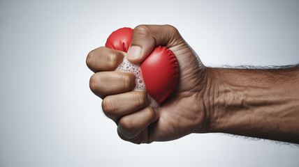 Stress Relief: A close-up shot of a hand gripping a stress ball, showcasing the act of releasing tension.