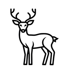 Forest Deer Outline Vector Icon | Wildlife Animal Antlers Nature Flat Art Illustration