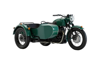 Classic Green Motorcycle with Sidecar - Vintage Style Transportation