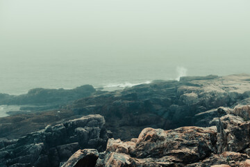 Atlantic Ocean waves crashing into rocky shore