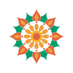 Rice Grain Floral Border Rangoli Mandala