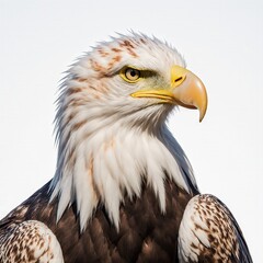 Majestic Eagle Portrait: A close-up shot reveals a regal bald eagle with its piercing gaze, captured with detailed precision, and a keen expression.