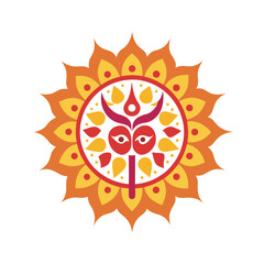 Durga Puja Festival Rangoli Mandala Illustration
