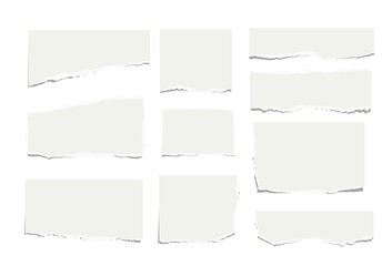 Set of torn pieces of paper isolated on a white background. Paper collage. 