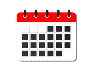 Flat Design Calendar Icon with Bold Date Numbers, isolated on transparent background.