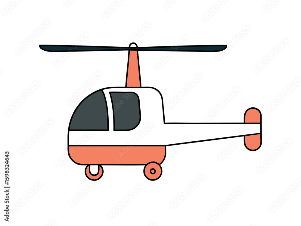 Poster sketch of a small autogyro or gyroplane with simple lines and details