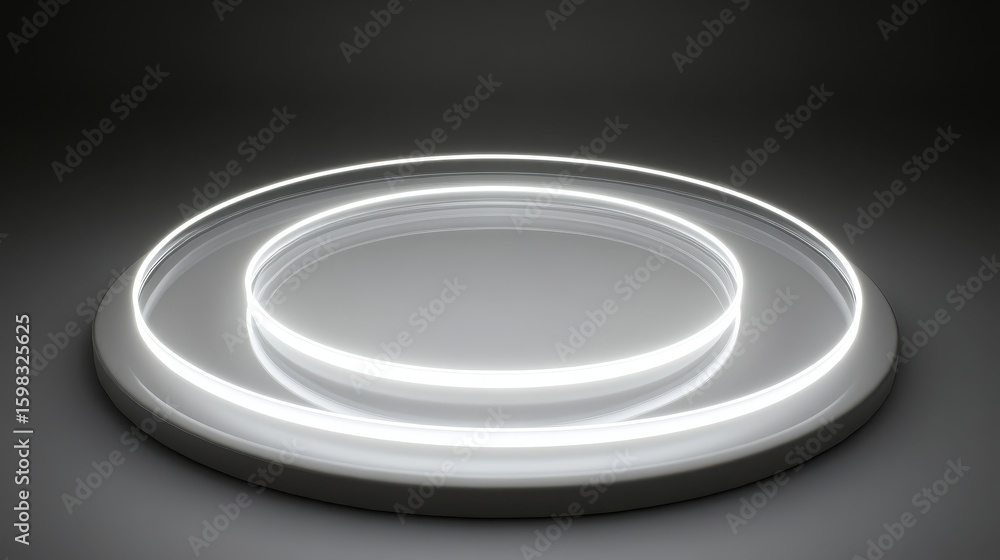Poster futuristic circular light display on minimalist background