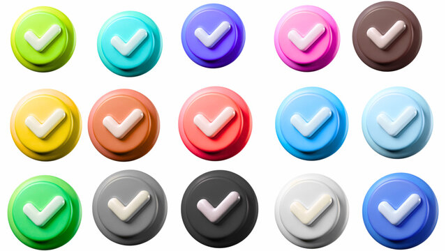 3D Verified Icon in Plastic Cartoon Style – Social Media Badge Illustration