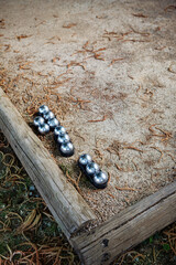 Petanque game on the court