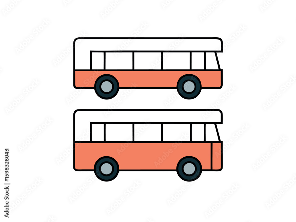 Poster minimalist double decker bus illustration two level vehicle design in simple style
