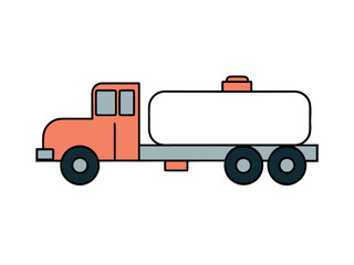 Fuel Tanker Truck Basic Line Design Vector Illustration for Commercial Transport