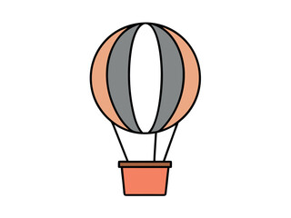 Minimalist Hot Air Balloon Vector Illustration with Basket Design Element