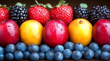 A vibrant array of colorful fruits and berries.