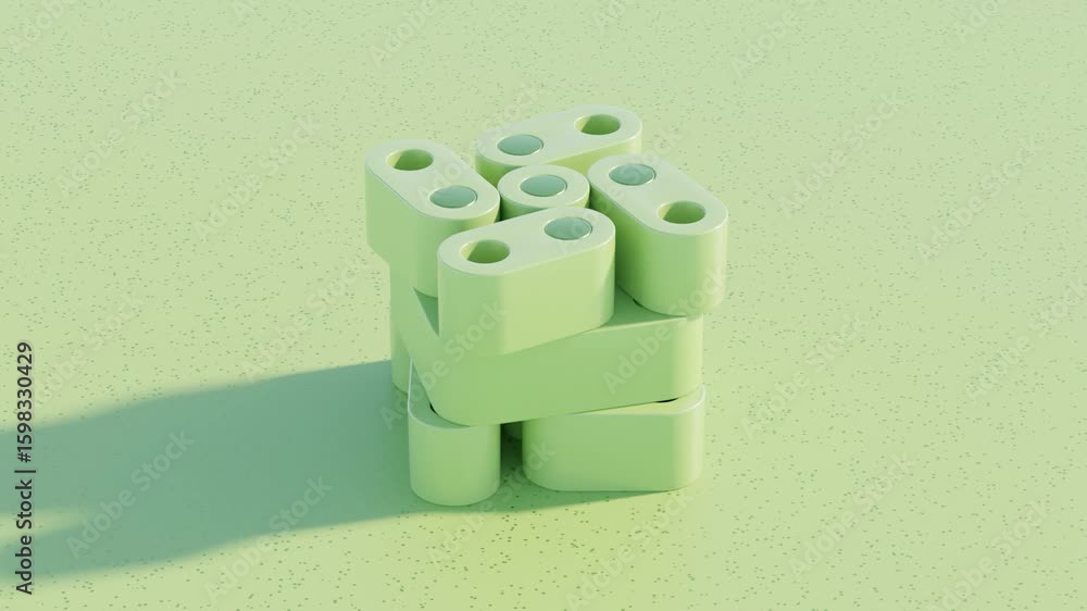 Poster abstract monochrome green geometric structure evolving continuously in a seamless 3d loop. great for