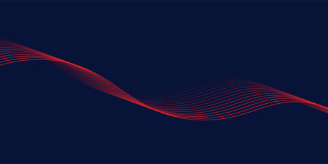 Abstract glowing wave lines on dark blue background. Dynamic wave pattern. Modern flowing wavy lines.