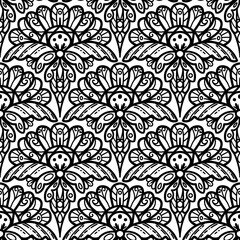 2507017 line floral scribble seamless pattern, motifs floral hand drawn, scribble style, scallop pattern, design for seamless floral pattern, printing, wrapping, background and craft