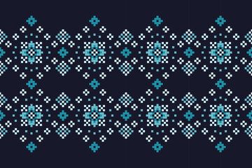 A seamless pixel art pattern inspired by traditional ethnic textiles. Featuring geometric motifs and intricate symmetrical designs, perfect for fashion, fabric prints, digital backgrounds, and decorat