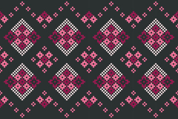 A seamless pixel art pattern inspired by traditional ethnic textiles. Featuring geometric motifs and intricate symmetrical designs, perfect for fashion, fabric prints, digital backgrounds, and decorat