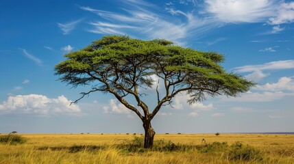 Majestic Acacia Tree Collection: Stunning Visuals of Thorny Branches, Fluffy Yellow Blooms, and Graceful Silhouettes Against Savanna Skies, Ideal for Wildlife Documentaries, African Safari Campaigns