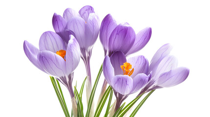 Fototapeta premium Spring Crocus Flowers Isolated on White Background for Professional Graphic Designs