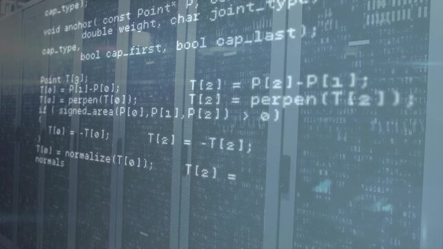 Triggered by display activation, blue-tinted panel showing C++ code scrolling upward for debug demo
