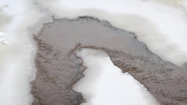 Ice drift on the river flooding global warming snow melting Clean Water Flow