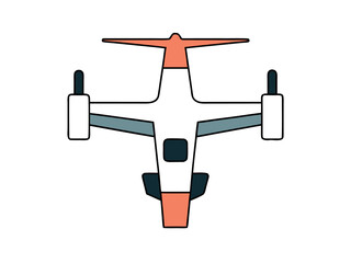 Tiltrotor Aircraft Outline Vector Illustration Dual Rotor Airplane Design Template