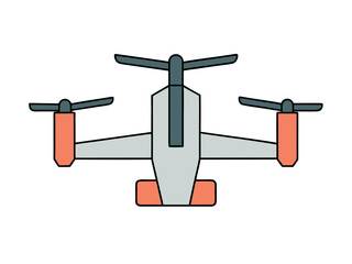 Tiltrotor Aircraft Outline Vector Design Dual Rotor Airplane Illustration for Graphics