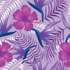 Floral seamless pattern with leaves. tropical background	
