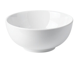  Minimalist White Ceramic Bowl with Smooth Finish, Side View, Isolated PNG