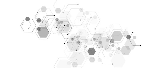 Vector Illustration of Hexagons Pattern,Geometric white and gray banner design with hexagons.