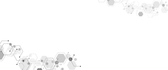 Vector High-tech hexagon geometric connection system. abstract technology on a white background.