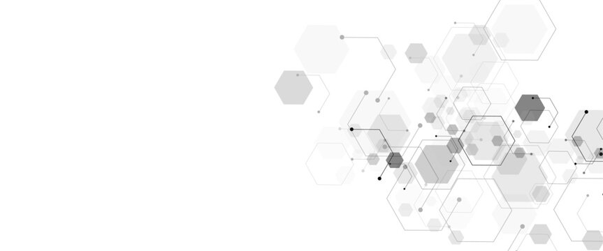 Vector Illustration of Hexagons Pattern,Geometric white and gray banner design with hexagons.