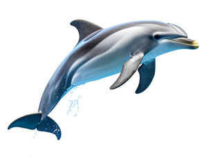 Fototapeta premium Side View of Smiling Dolphin Jumping in Arc – Aquatic Animal PNG