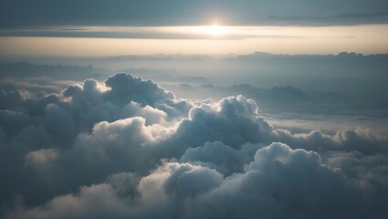 Cloudy sky scene with the sun's rays breaking through, creating a dramatic atmosphere.