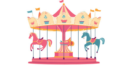 Obraz premium Enchanting Vintage Carousel Illustration - Delightful and Nostalgic Circus Theme Design