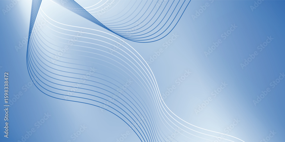 Aufkleber abstract blue gradient background with shining lines waves. minimalist background