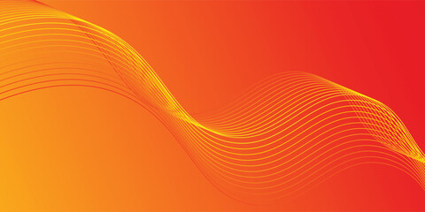 Soft gradient red, orange and yellow background with shining lines waves.