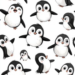 Naklejka premium A group of penguins are standing in a pattern