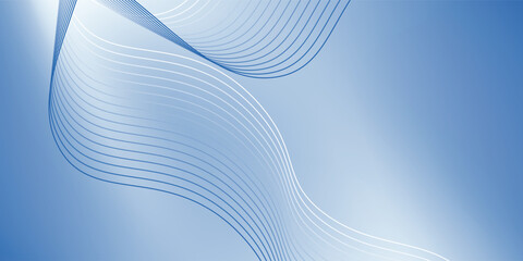 Abstract blue gradient background with shining lines waves. Minimalist background