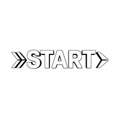 Bold, 3D "START" text graphic on black background.